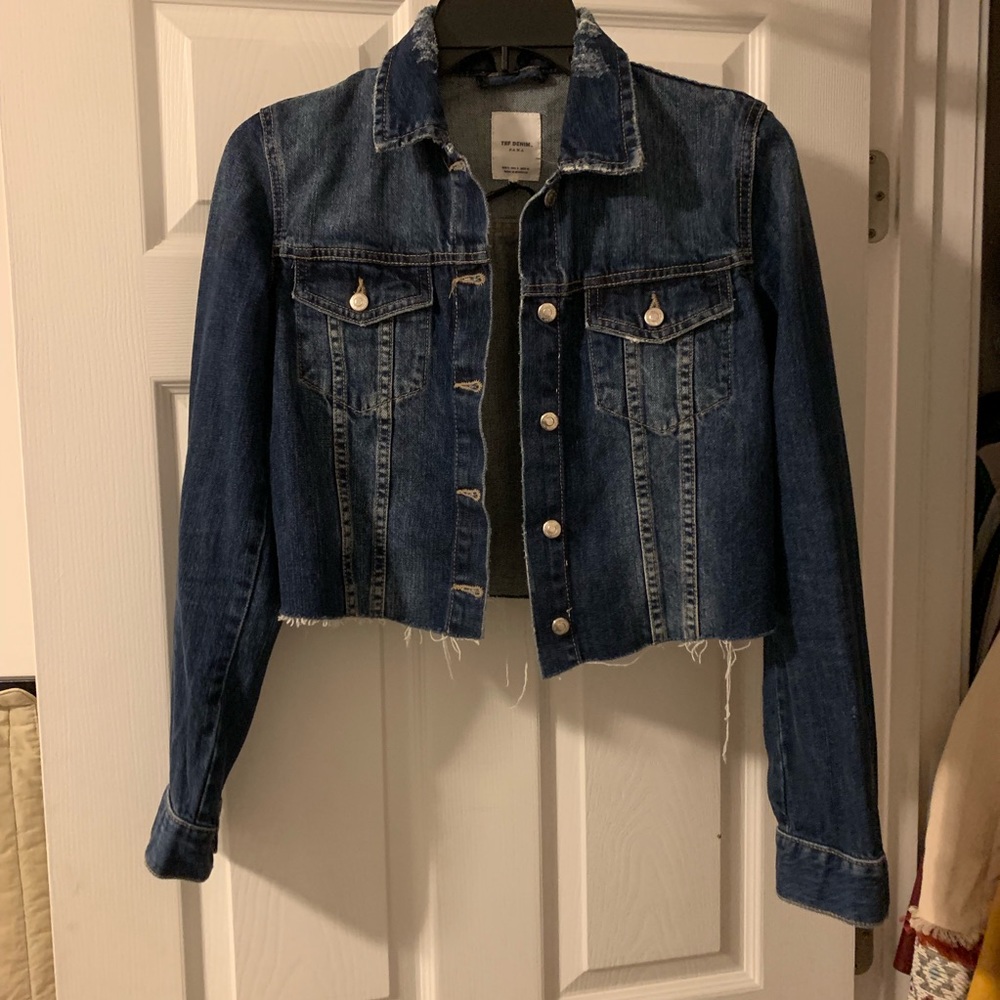 Zara Cropped Denim Jacket Small